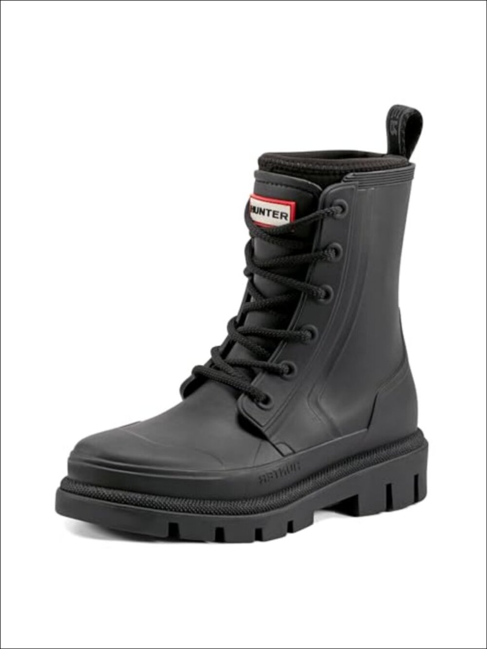 Waterproof Lace-Up Mid-Calf Rain Boots Cushioned Comfort Flexible Sole